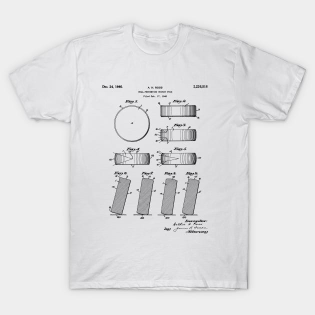 Ice Hockey Patent - Hockey Puck Art - Black And White T-Shirt by patentpress